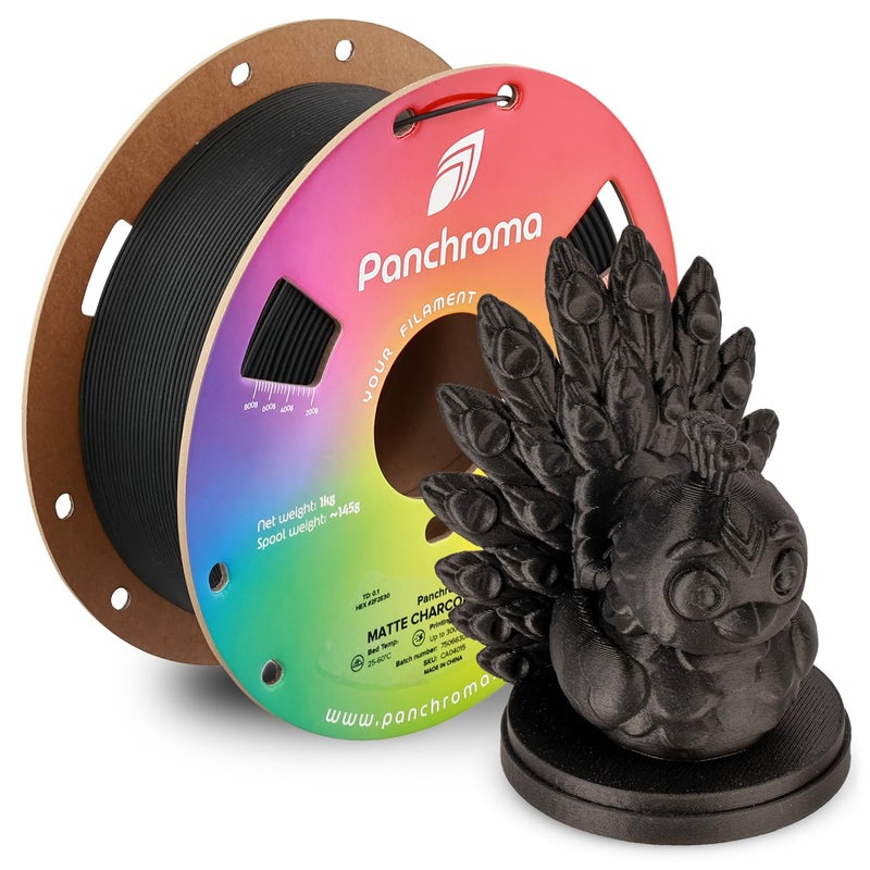 polymaker Panchroma Matte PLA Filament, Charcoal Black 1.75mm 1kg 3D Printing Filament, Formerly Polyterra Matte, Fits Most FDM 3D Printers, 1kg Spool (2.2lbs) - Image 1